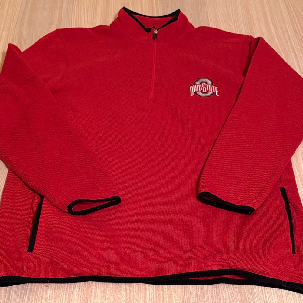 Ohio State Authentic Apparel Ohio State 1/4 zip fleece lined sweater red black
